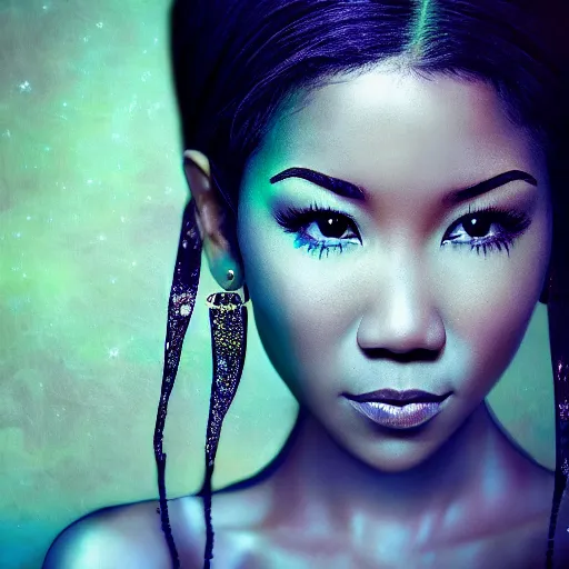 Image similar to jhene aiko, creative photo manipulation, creative photoshop, digital art