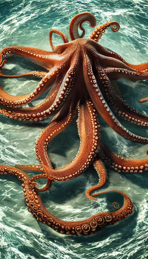 Image similar to A octopus in the ocean centered-photograph film still, dynamic action pose, National Geographic, insane detail, intricate, highly detailed, Zeiss Lens, DSLR photography, smooth, sharp focus, Unreal Engine 5, Octane Render, Redshift, depth of field 8K