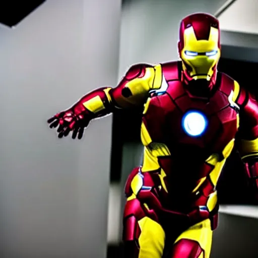 Image similar to film still of Lionel Messi as Ironman in the Avengers