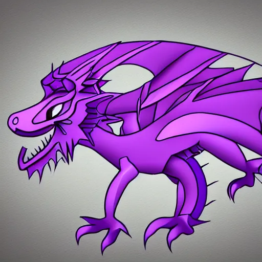 Prompt: very cute purple dragon with well-designed head and four legs, 2d minimalism, minimum of color