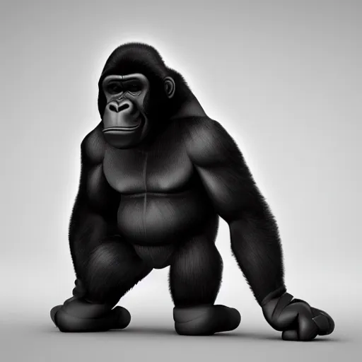 Prompt: a gorilla wearing boxing gloves, character concept, 3 d character render