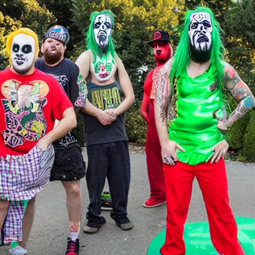 Image similar to juggalo Gumby backyard wrestling cult