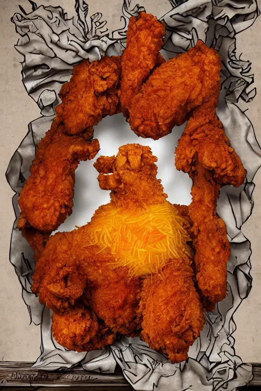 Image similar to kawaii fried chicken portrait, renaissance