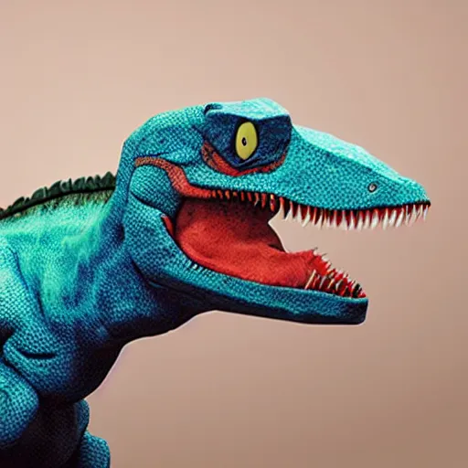 Prompt: a stuffed, photo-realistic dinosaur