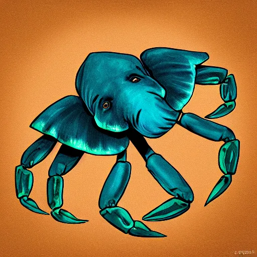 Image similar to elephant - crab creature, deviantart