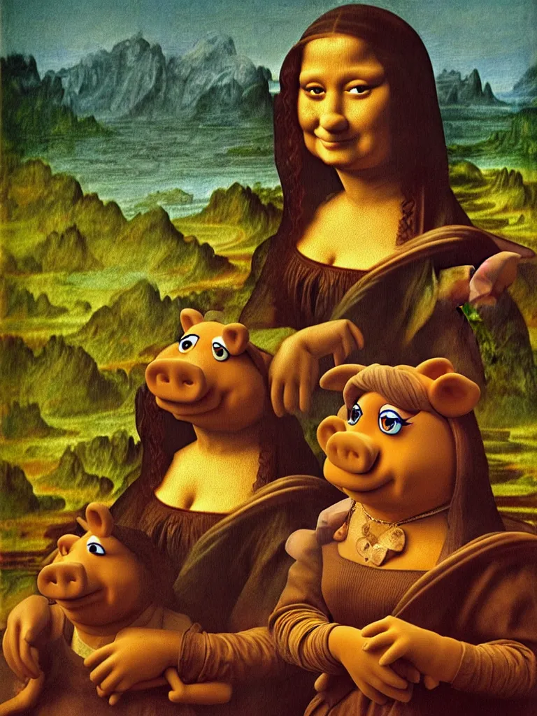 Image similar to Miss Piggy as the Mona Lisa painting by Leonardo da Vinci, ultra detailed, 8k ultrarealistic