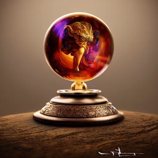 Image similar to crystal ball on a wood stand with a beautiful dreamscape inside, studio product photography, super highly detailed, professional digital painting, artstation, concept art, smooth, sharp focus, extreme illustration, unreal engine 5, photorealism, beautiful, cinematic, art by artgerm and rutkowski and alphonse mucha and loish and wlop