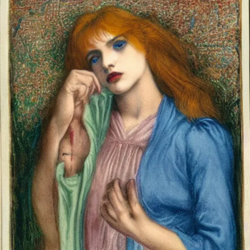 Image similar to the blood-dimmed tide is loosed and everywhere the ceremony of innocence is drowned, painted by Dante Gabriel Rossetti