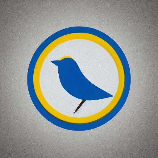 Prompt: Bird icon, material design, blue and yellow