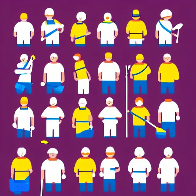 Prompt: determined janitor vector logo, professional sports style, flat colours, bright colours, SVG, professional, sharp edges