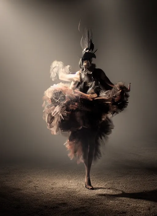 Image similar to a Photorealistic dramatic hyper realistic render of a glamorous Mexican Nahual smoke animal by Ken Brower and Deborah Ory, Lois Greenfield, Beautiful dynamic dramatic dark moody lighting, volumetric, shadows, cinematic atmosphere, Octane render, 8K