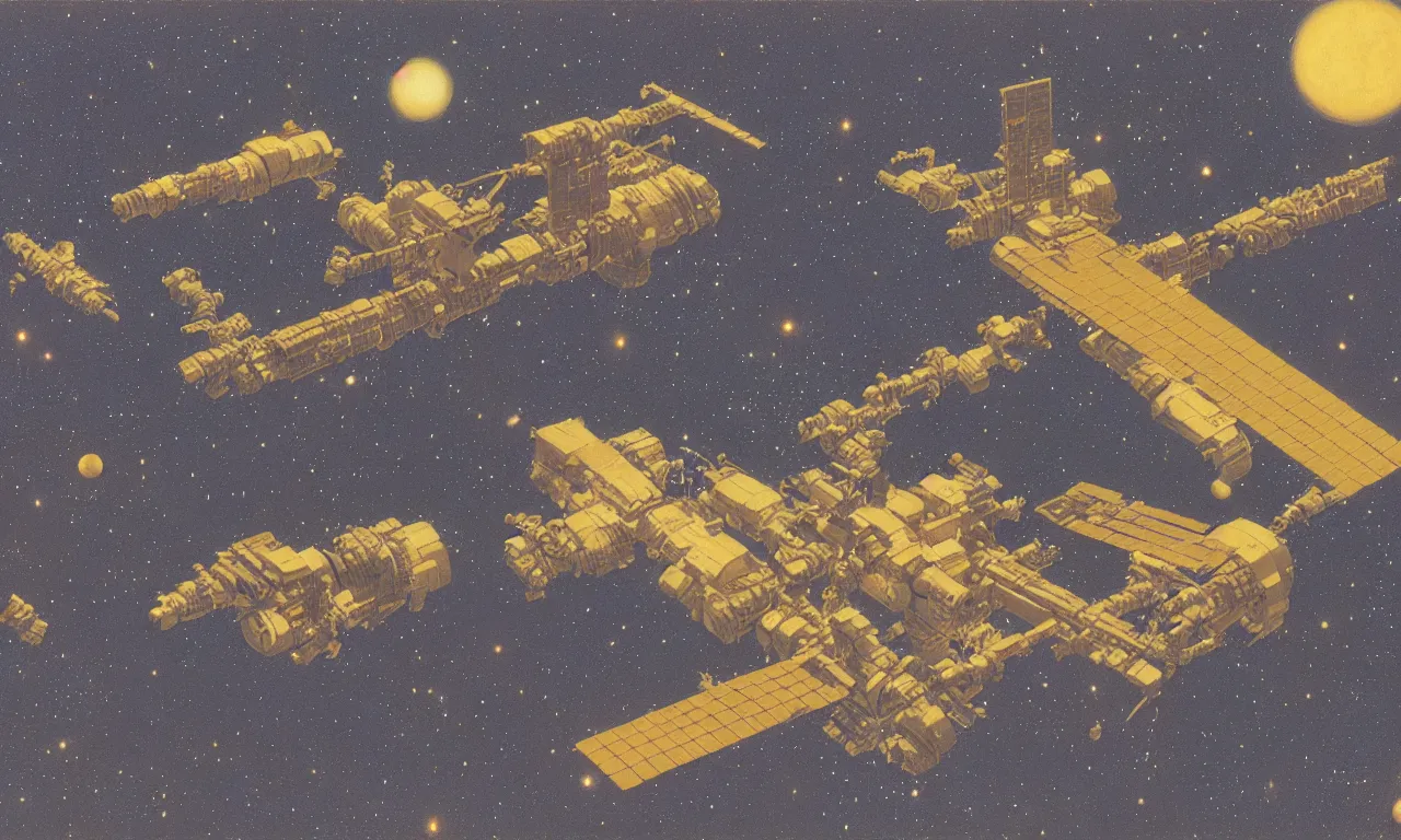 Prompt: Space Station seen from space by Dan McPharlin, Ralph McQuarrie