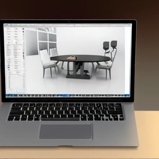 Image similar to octane render working table laptop