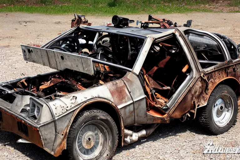 Image similar to rusty, scrap, salvage, junk 1 9 2 2 delorean