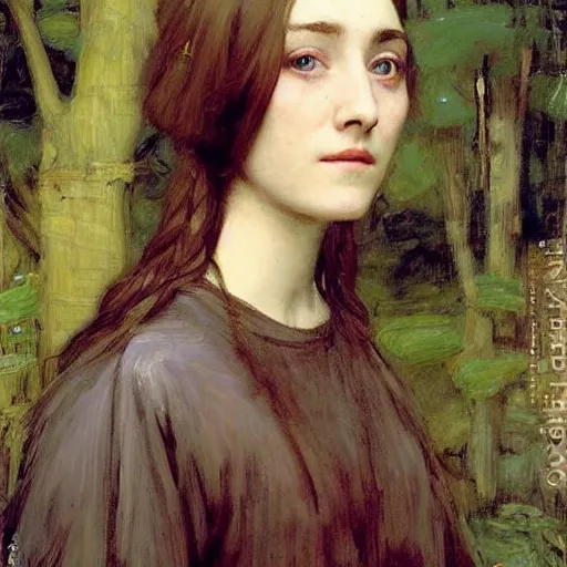 Prompt: a true-to-life portrait of Saoirse Ronan painted by John William Waterhouse