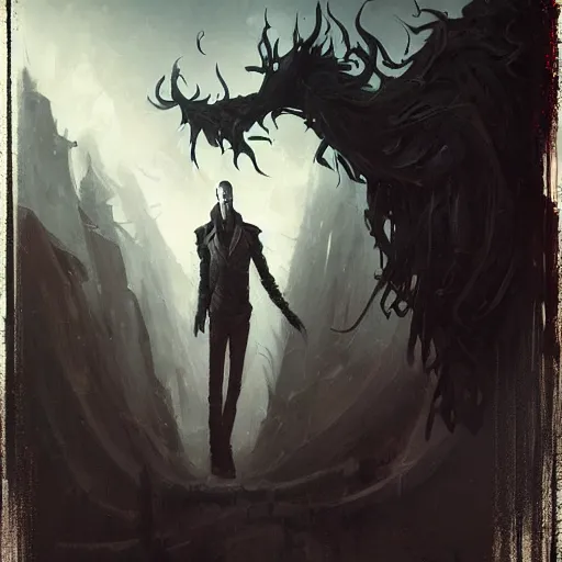 Image similar to greg rutkowski, anna podedworna, painting of slender spanish man, goatee, black wavy hair, d & d