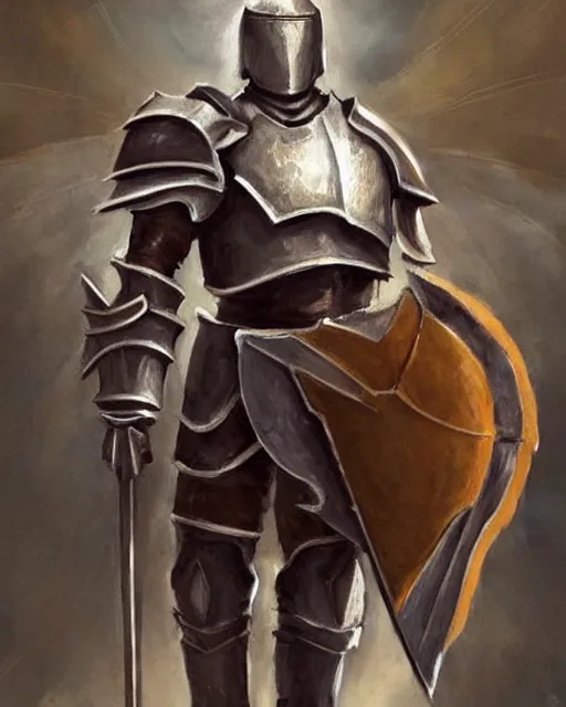 Prompt: beautiful painting of a tall, strong fantasy knight, wearing plate armor, holy paladin