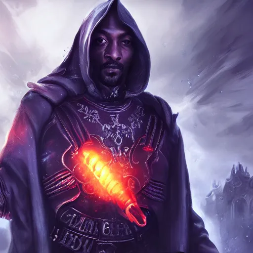 Image similar to portrait of snoop dogg as the grim reaper, league of legends amazing splashscreen artwork, gears of war, splash art, natural light, elegant, photorealistic facial features, intricate, fantasy, detailed face, atmospheric lighting, anamorphic lens flare, cinematic lighting, league of legends splash art, hd wallpaper, ultra high details by greg rutkowski