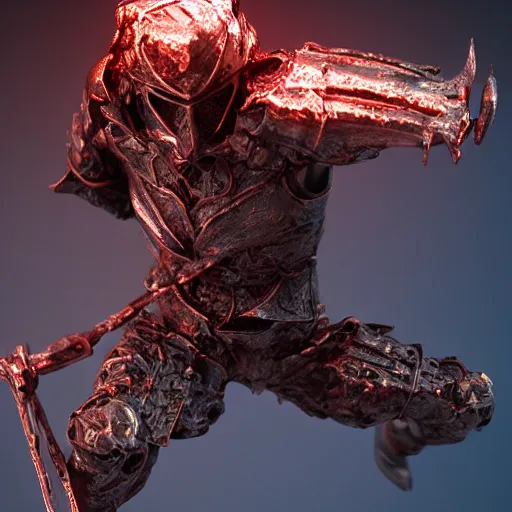 Image similar to 3 d render melted berserker knight ominous, sculpture, chrometype, liquid metal, neotribal, raytraced, volumetric lightning, 8 k by wlop, innate studio h - 1 0 0 0 w - 1 0 0 0