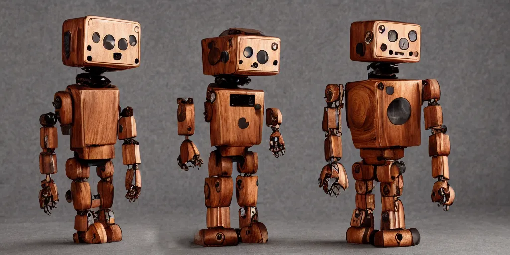 Image similar to very cute wooden mystical statue robot, highly detailed, 8 k, masterpiece, super resolution.