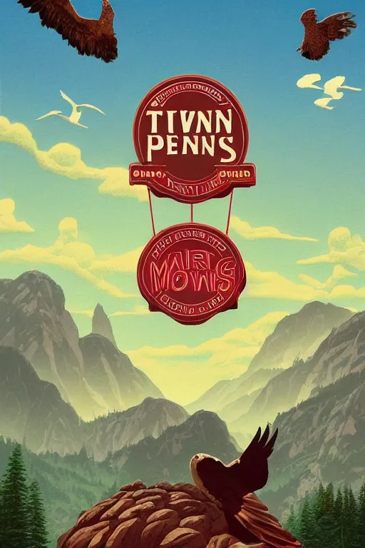 Prompt: Twin Peaks movie poster artwork by Tomer Hanuka Rendering of a Dinner with an giant owl floating above it, full of details, by Makoto Shinkai and thomas kinkade, Matte painting, trending on artstation and unreal engine