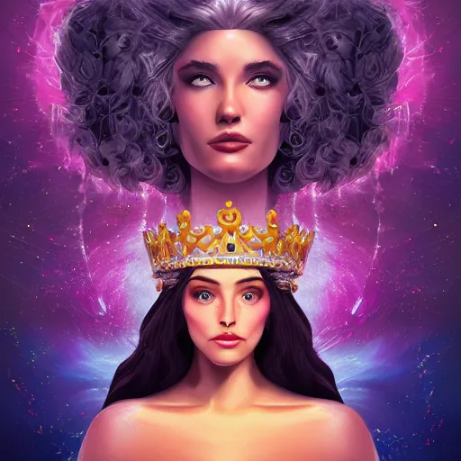 Prompt: queen of the universe, fantasy portrait illustration, artstation, digital art