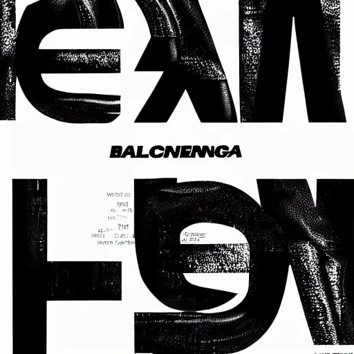 Image similar to black on white graphic poster for balenciaga in style of david rudnick, acid, y 2 k