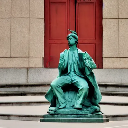 Prompt: liberty statue sitdown pose, very convincing , the best image