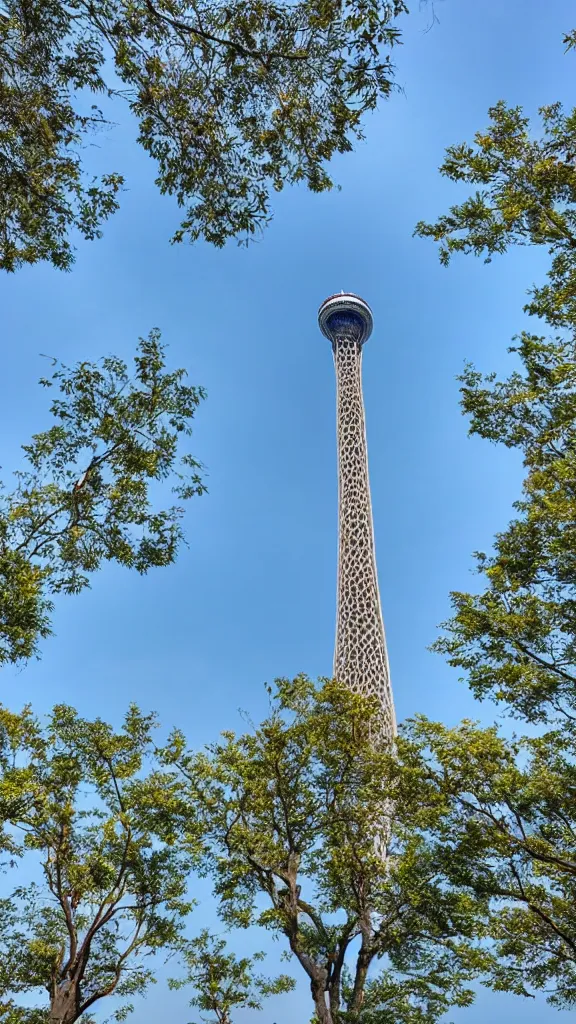 Prompt: beautiful sky tree park view with lost of trees