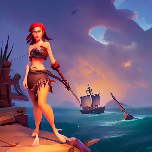 Image similar to jack the pirate mermaid on sea of thieves game avatar hero, behance hd by jesper ejsing, by rhads, makoto shinkai and lois van baarle, ilya kuvshinov, rossdraws global illumination