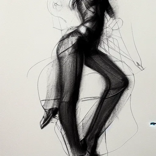 Image similar to abstract full body charcoal sketch by art frahm and vladimir volegov