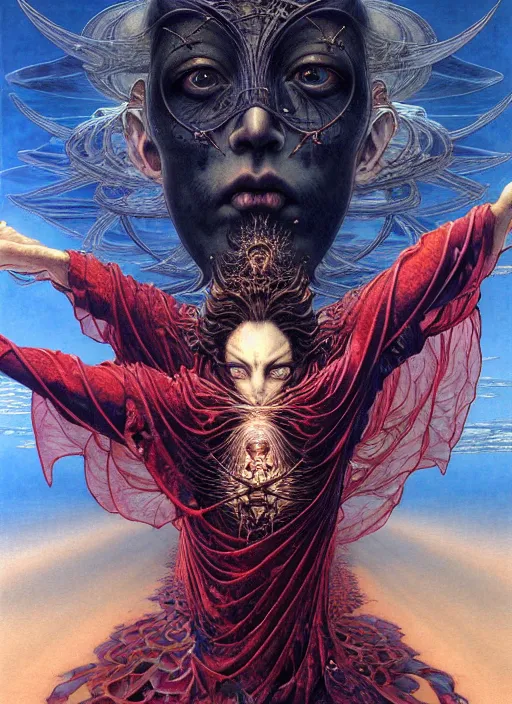 Prompt: realistic detailed image of a scared enlightened boy flying up in sky by ayami kojima, amano, karol bak, greg hildebrandt, and mark brooks, neo - gothic, gothic, rich deep colors. beksinski painting. art by takato yamamoto. masterpiece