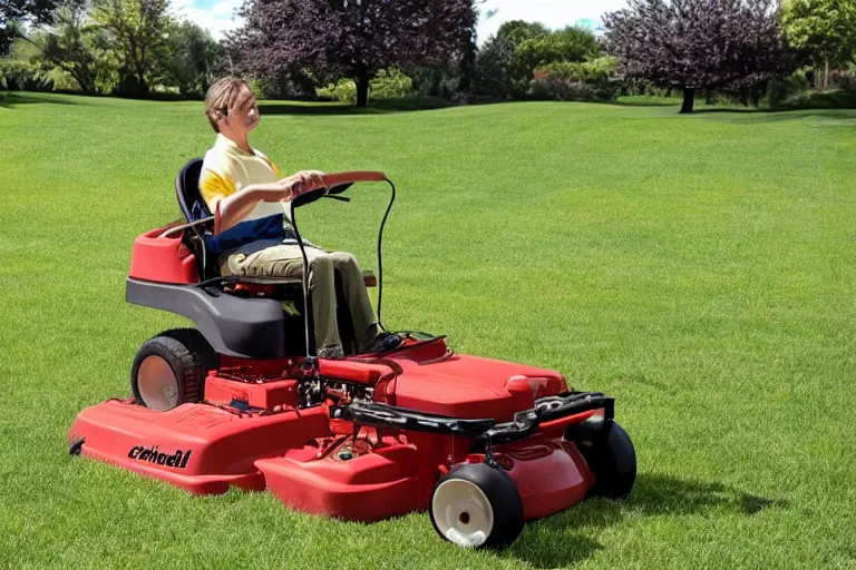 Prompt: garfield lawn mower