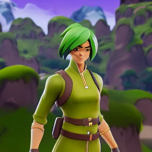 Image similar to toph beifong in fortnite, eyes closed, character render, full body shot, highly detailed, in game render