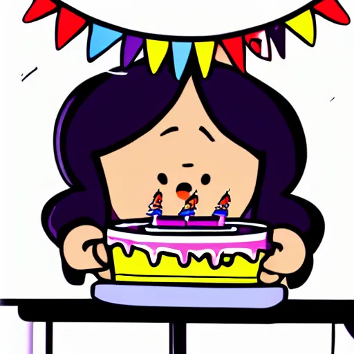 Image similar to the absolute despair of a birthday party, digital vector, flat colors, svg
