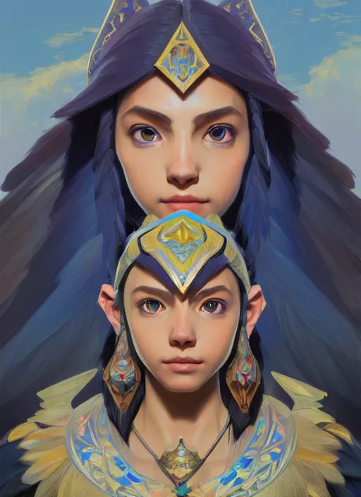 Prompt: portrait of revali from breath of the wild, intricate, elegant, highly detailed, ray tracing, digital painting, artstation, concept art, smooth, sharp focus, illustration, art by artgerm and greg rutkowski and alphonse mucha, 8 k