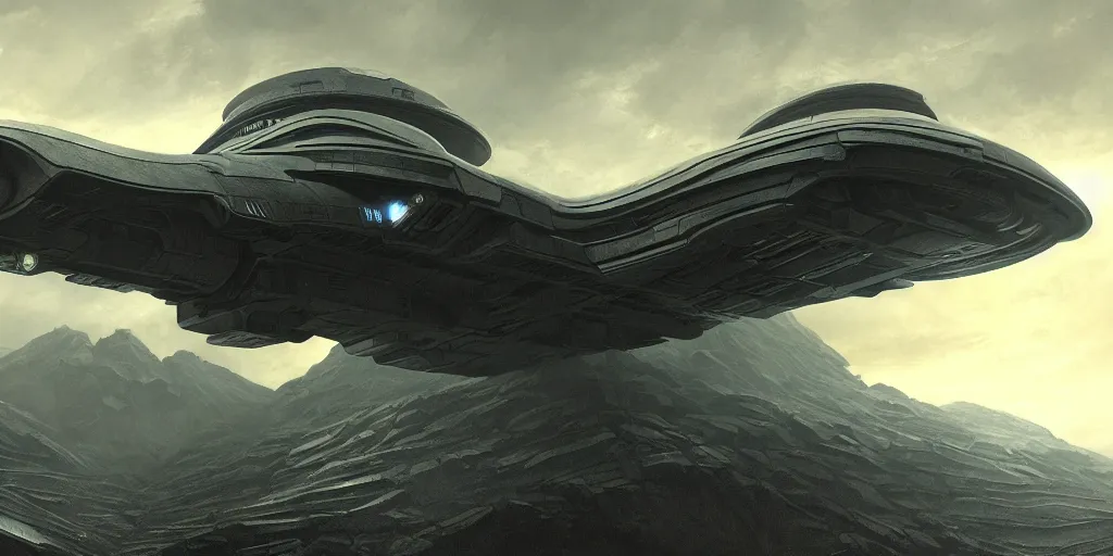 Image similar to Prometheus spaceship, evening, detailed matte painting, Giger, Artstation