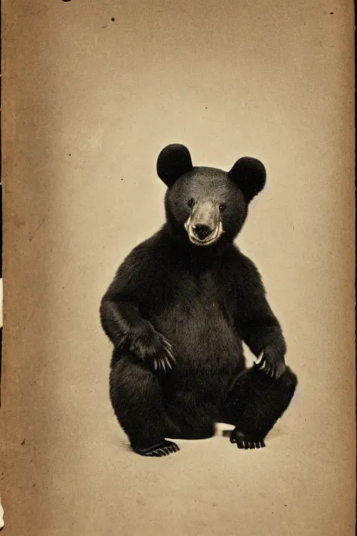 Image similar to anthropomorphic asian black bear in Dōbuku, 1900s photo