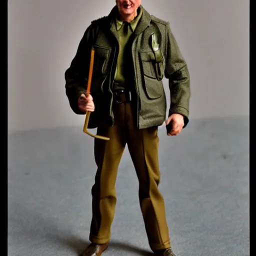 Prompt: 5 inch figure of alan alda as hawkeye from mash, toy, realistic, studio lighting