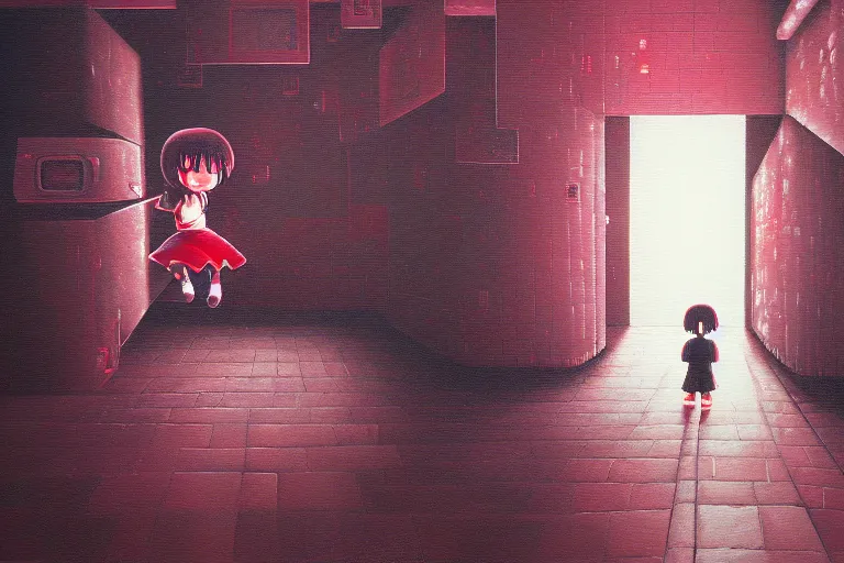 Image similar to infinitely detailed oil painting by emi kuraya of yume nikki, atmospheric