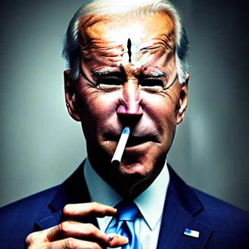 Prompt: hyperrealistic photograph of joe biden smoking a vape pen | smoke coming out of his mouth, artstation, 4 k