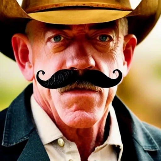 Image similar to j. k. simmons as a cowboy with a moustache