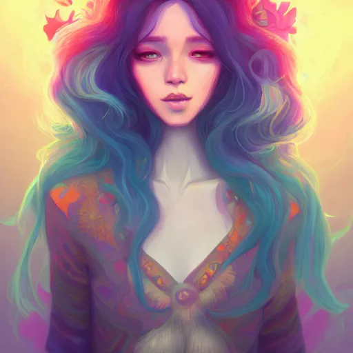 Image similar to a portrait of a beautiful hippie, art by lois van baarle and loish and ross tran and rossdraws and sam yang and samdoesarts, digital art, highly detailed, intricate, sharp focus, Trending on Artstation HQ, deviantart, unreal engine 5, 4K UHD image