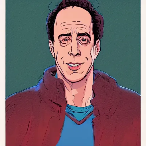 Prompt: a study of cell shaded portrait of jerry seinfeld 6 concept art, llustration, post grunge, concept art by josan gonzales and wlop, by james jean, Victo ngai, David Rubín, Mike Mignola, Laurie Greasley, highly detailed, sharp focus, alien, Trending on Artstation, HQ, deviantart, art by artgem