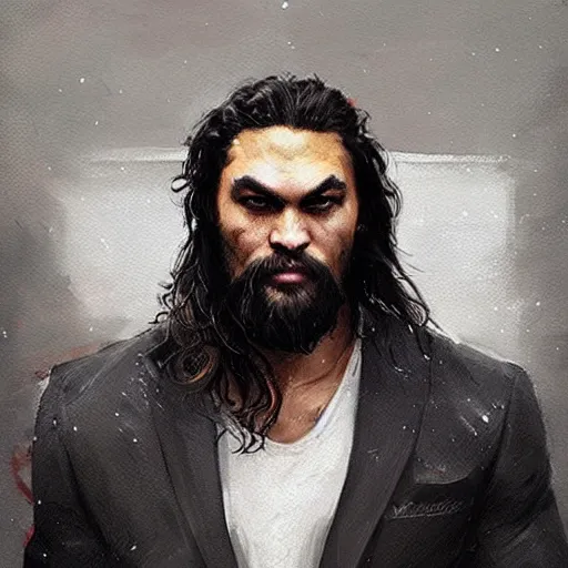 Image similar to “ portrait of jason momoa by greg rutkowski, young, attractive, highly detailed portrait, scifi, digital painting, artstation, concept art, smooth, sharp foccus ilustration, artstation hq ”