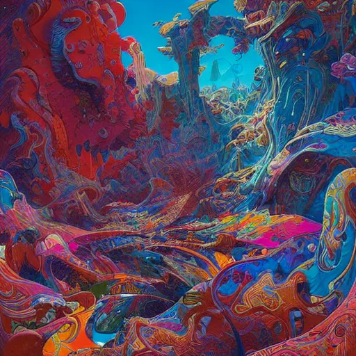 Image similar to art by james jean, moebius, lisa frank, alex grey, justin gerard, john berkey, beksinski, antoni gaudi