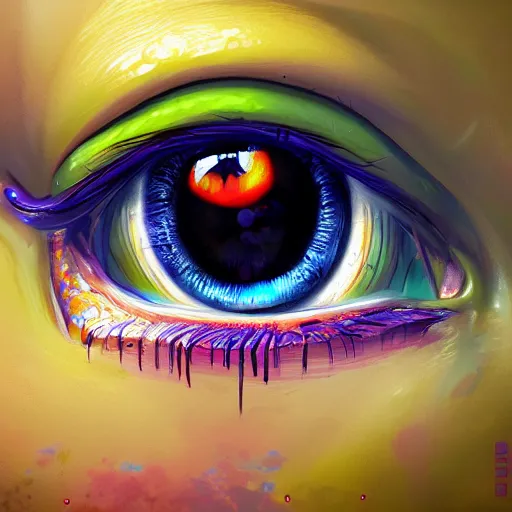 Image similar to AI EYE, colorful, fantasy, vivid colors, concept art, sharp focus, digital art, Hyper-realistic, 4K, Unreal Engine, Highly Detailed, HD, Dramatic Lighting by Brom, trending on Artstation