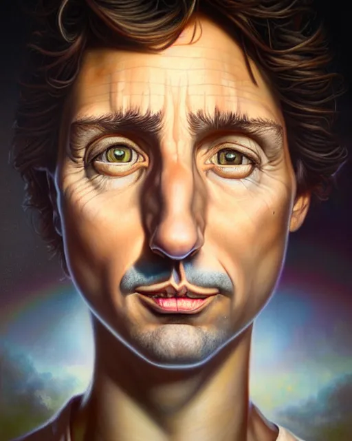 Prompt: detailed portrait of justin trudeau socks pheta by tomasz alen kopera and peter mohrbacher and johanna martine! and margaret keane! coherent luminescent