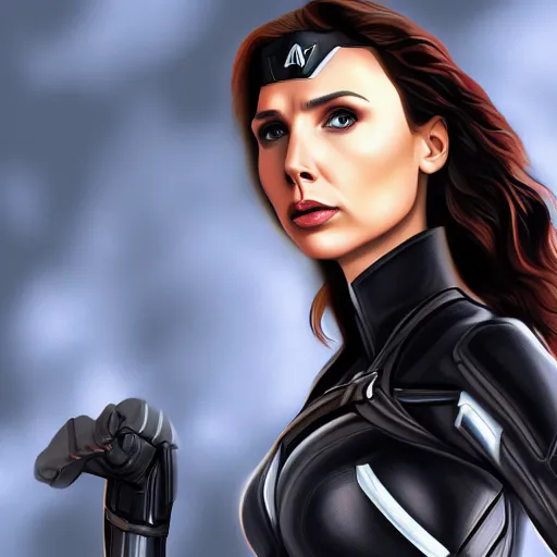 Prompt: Digital painting of Gal Gadot as Black Widow, from The Avengers (2012)