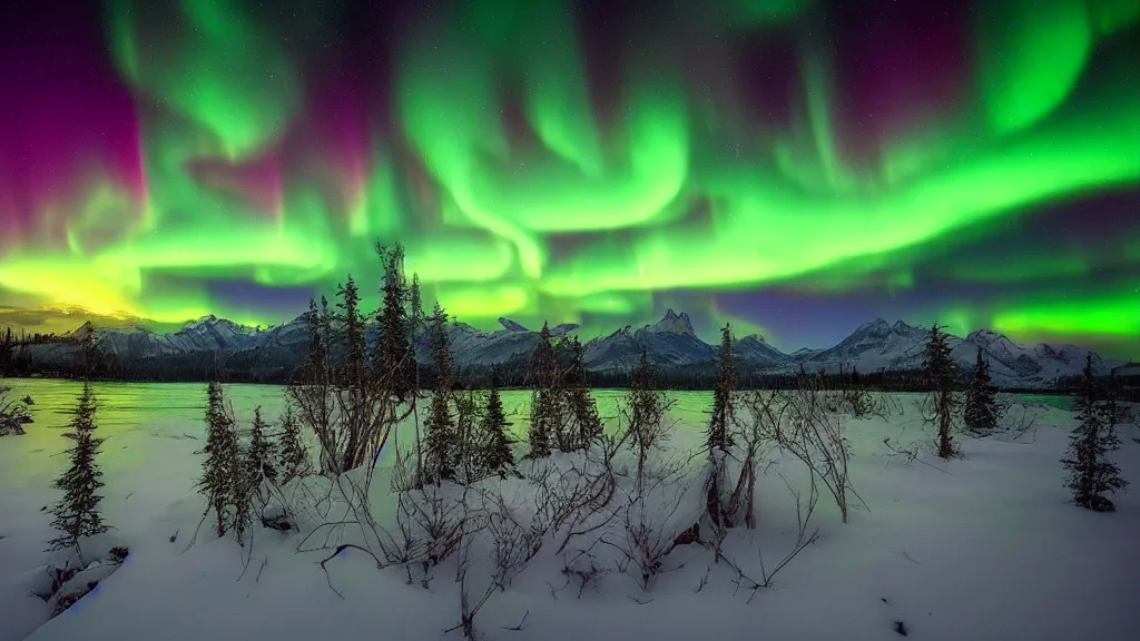 Image similar to amazing landscape photo of aurora lights with lake by marc adamus, beautiful dramatic lighting